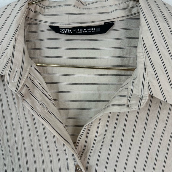 Zara Striped Oversized Button Front Shirt Modal Size M - Picture 3 of 5